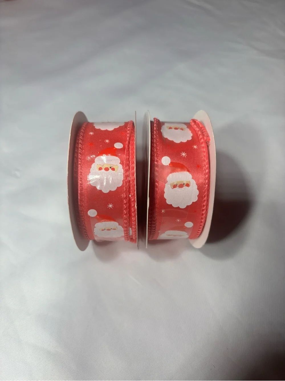 2 New Holiday Time Mini Ribbon Roll in Pink and White 1” x 12’